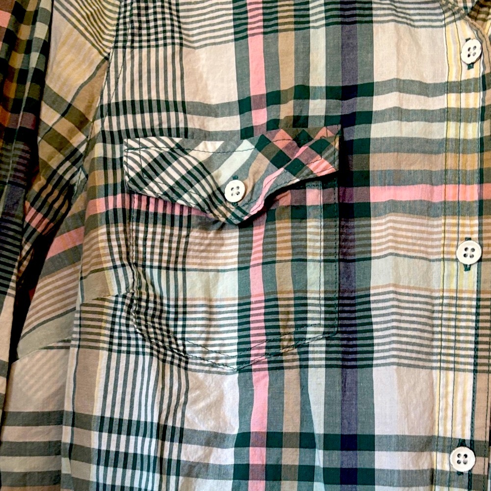 Sonoma Women’s Pink and Teal Plaid Top - Picture 3 of 6